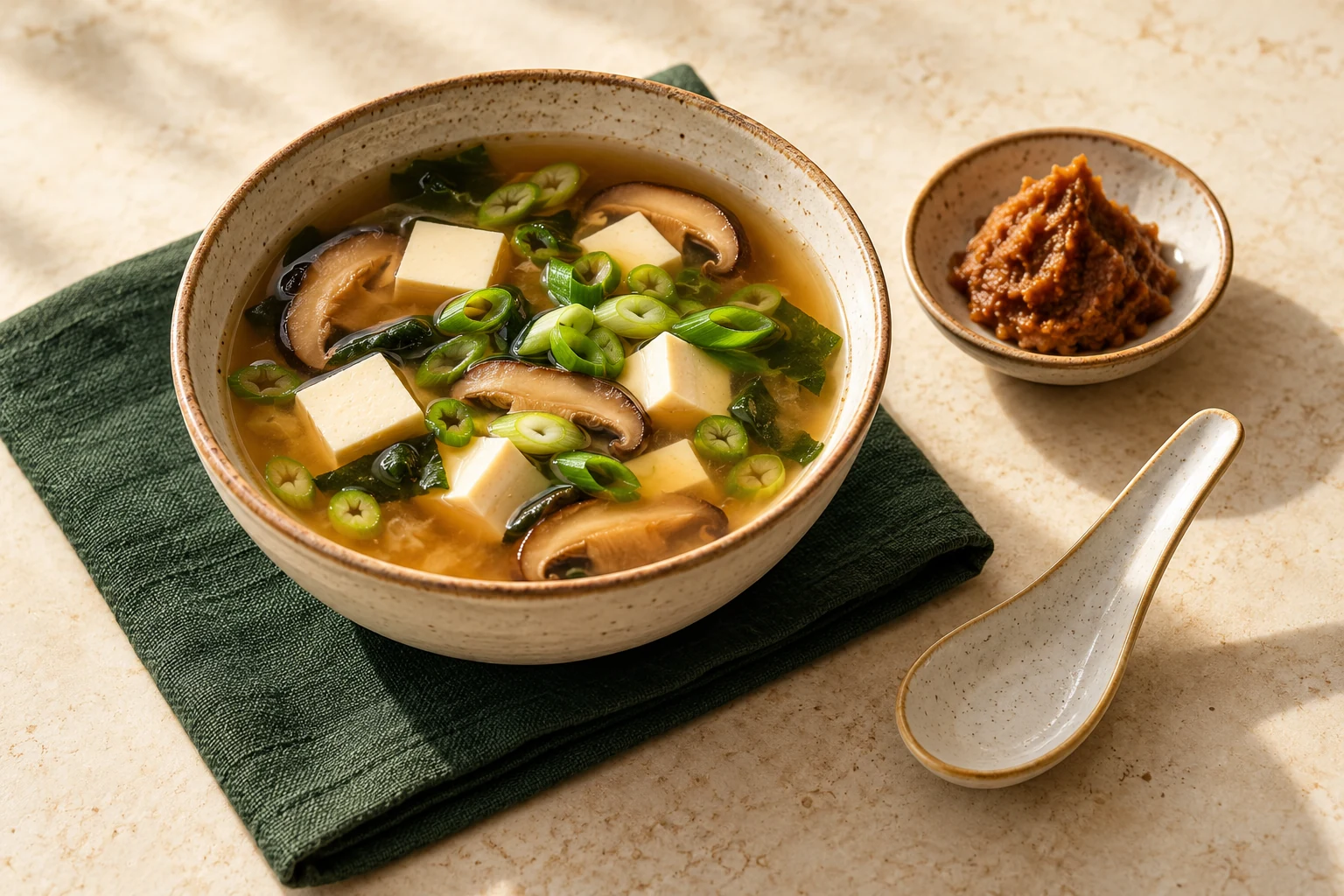 Illustrative serving idea: Miso soup with tofu