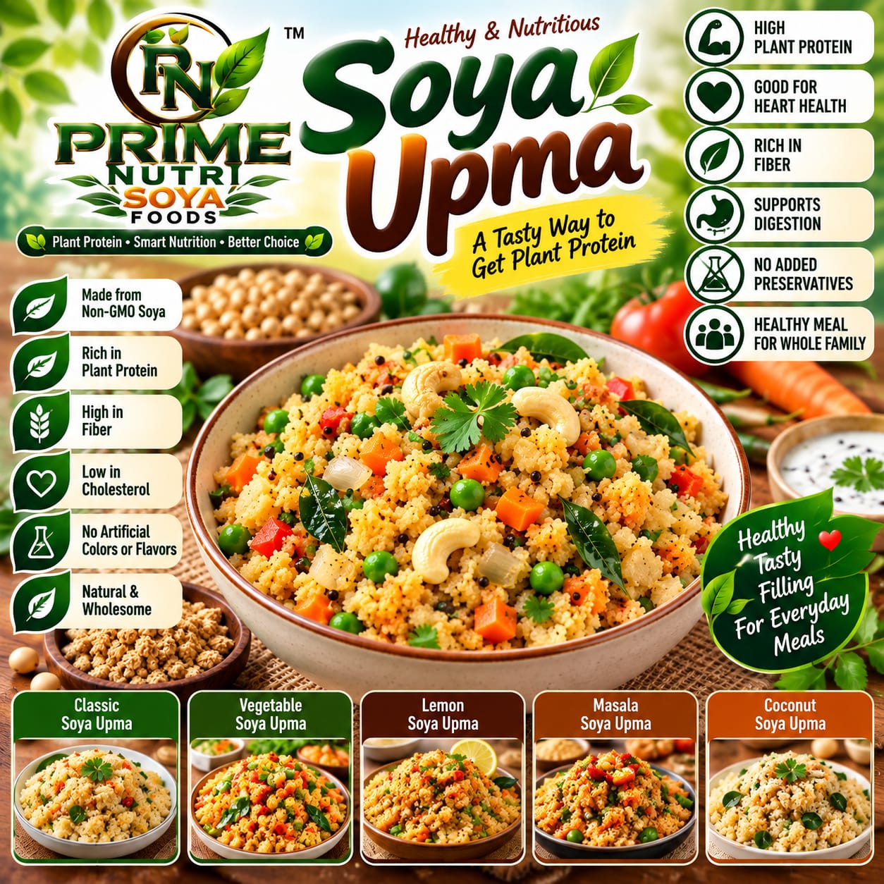 Soya Upma — Prime Nutri Soya Foods product poster